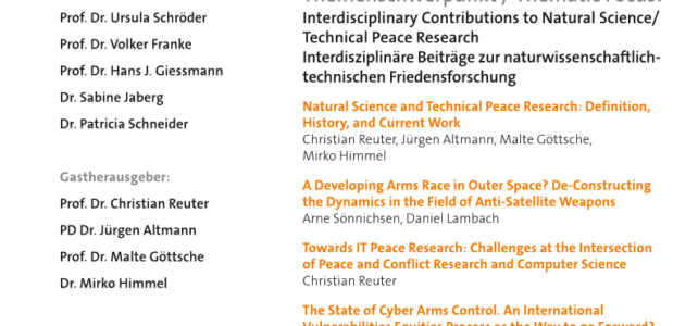 Special Issue „Interdisziplinäre Beiträge zur naturwissenschaftlich-technischen Friedensforschung“ in S+F Sicherheit und Frieden erschienen Special Issue „Interdisziplinäre Beiträge zur naturwissenschaftlich-technischen Friedensforschung“ in S+F Sicherheit und Frieden erschienen