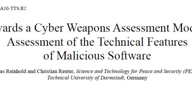 PEASEC-Veröffentlichung: Auf dem Weg zu einem Cyberwaffen-Bewertungsmodell